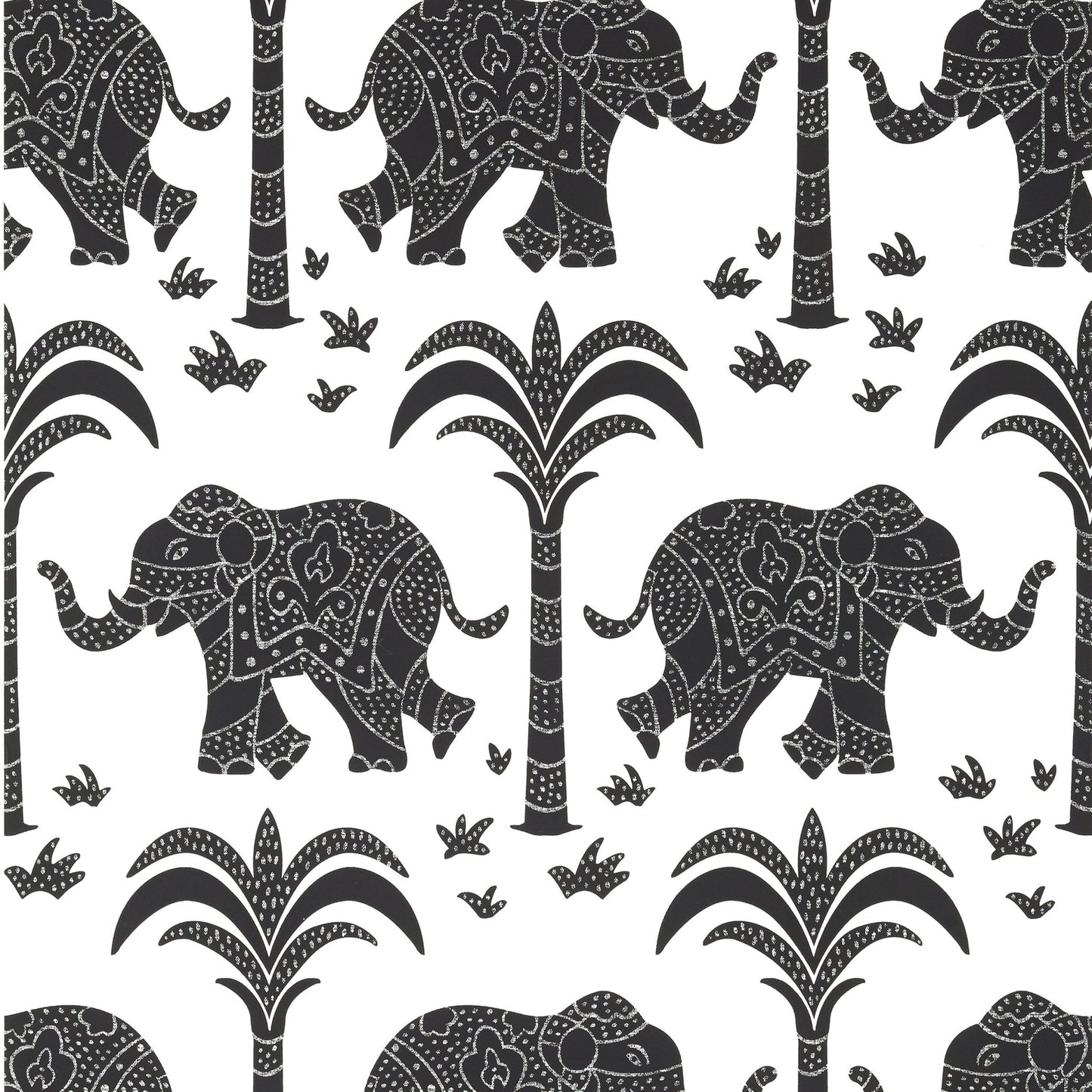 Elephant Wallpaper - Black - Thibaut - T16202 - Premier Wallcovering