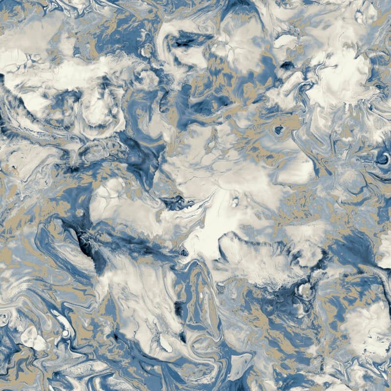 Elixir Marble Metallic Wallpaper - Blue/Gold - Muriva - 166504 - Premier Wallcovering