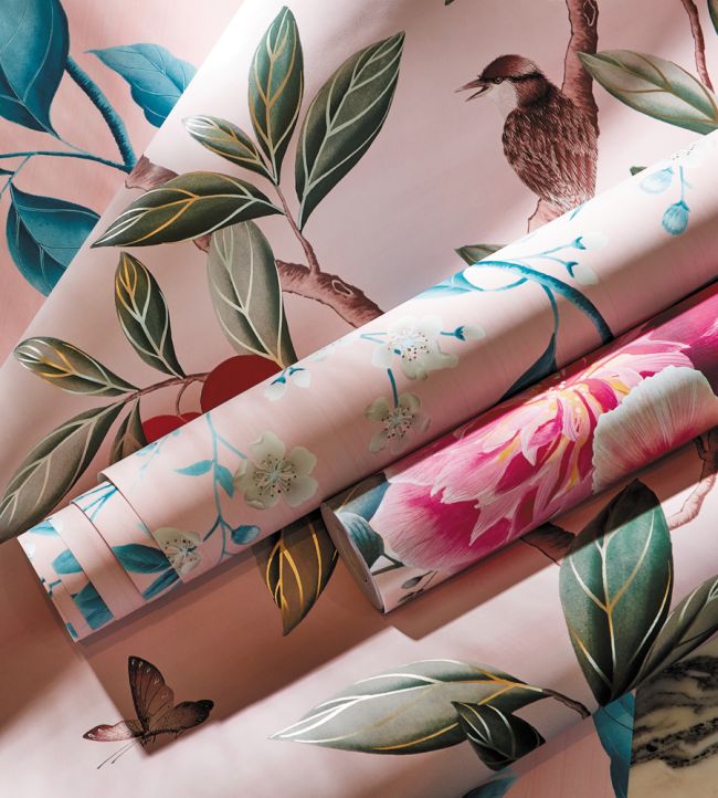Ella Wallpaper - Powder/ Sage / Peach - HDHW112907 - Harlequin - Premier Wallcovering