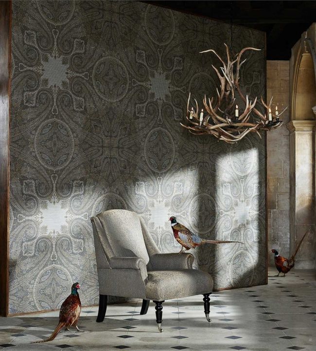 Elswick Paisley Wallpaper - Blue Umber - ZKEM312645 - Zoffany - Premier Wallcovering