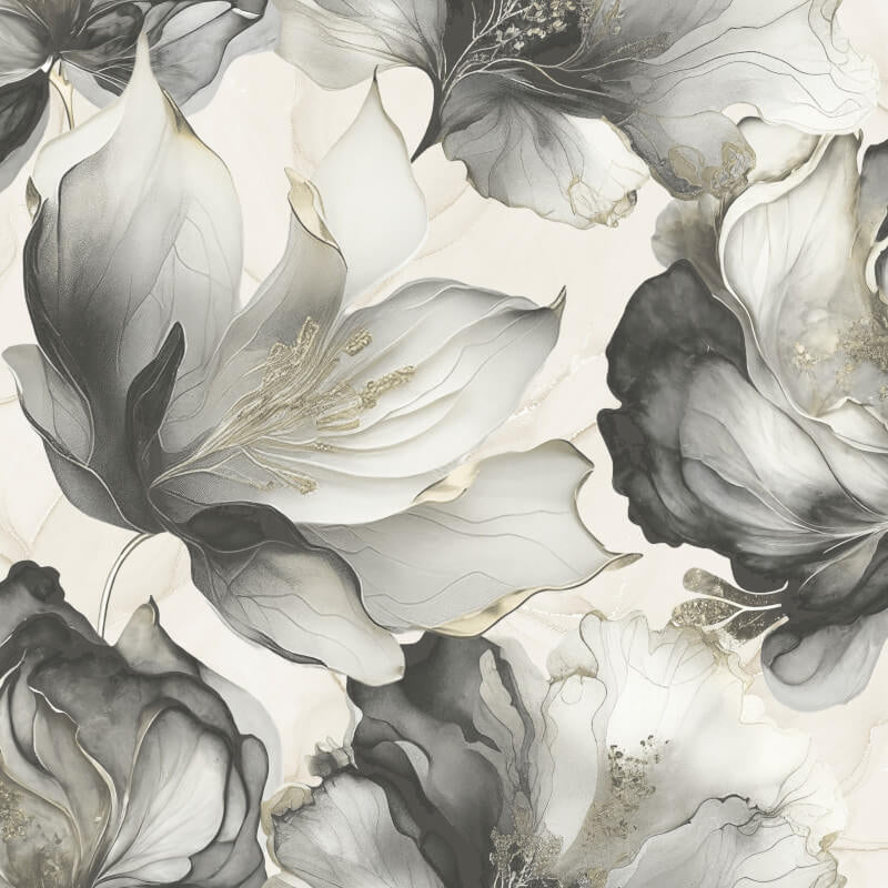 Elysian Floral Metallic Wallpaper - Black/Gold - Muriva - 212502 - Premier Wallcovering