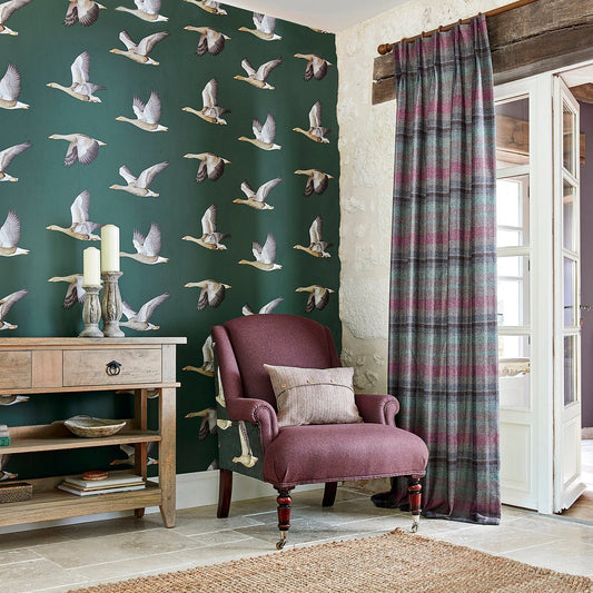 Elysian Geese Wallpaper - Amsterdam Green - DYSI216608 - Sanderson - Premier Wallcovering