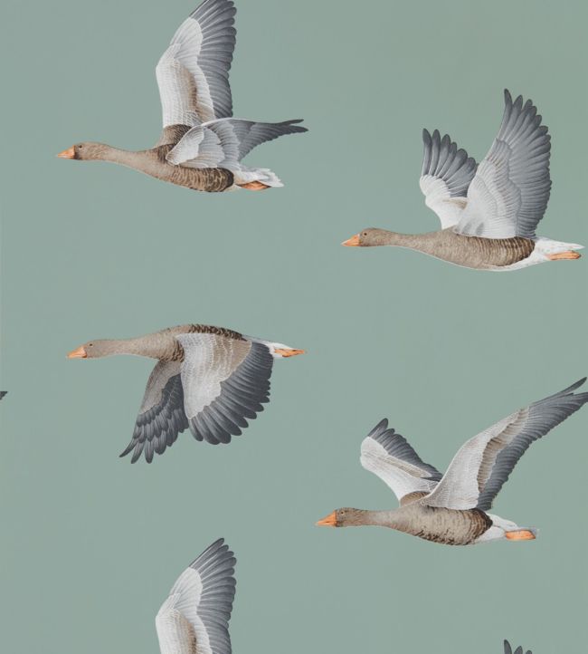 Elysian Geese Wallpaper - Blue Clay - DYSI216610 - Sanderson - Premier Wallcovering