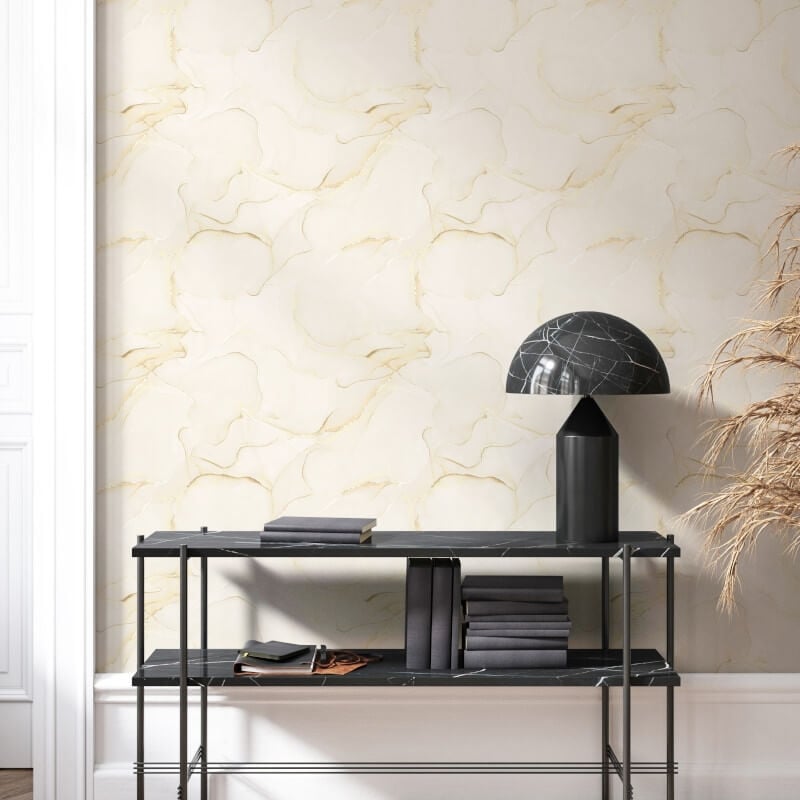 Elysian Marble Metallic Wallpaper - Cream/Gold - Muriva - 212511 - Premier Wallcovering