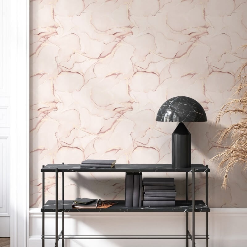 Elysian Marble Metallic Wallpaper - Pink/Gold - Muriva - 212514 - Premier Wallcovering