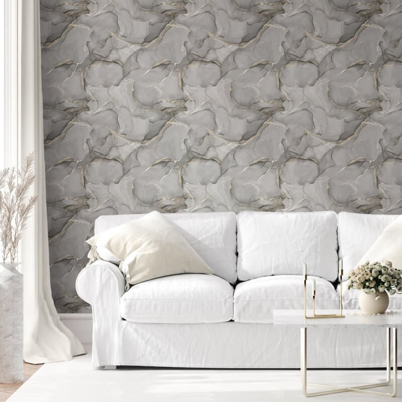 Elysian Marble Metallic Wallpaper - Black/Gold - Muriva - 212512 - Premier Wallcovering