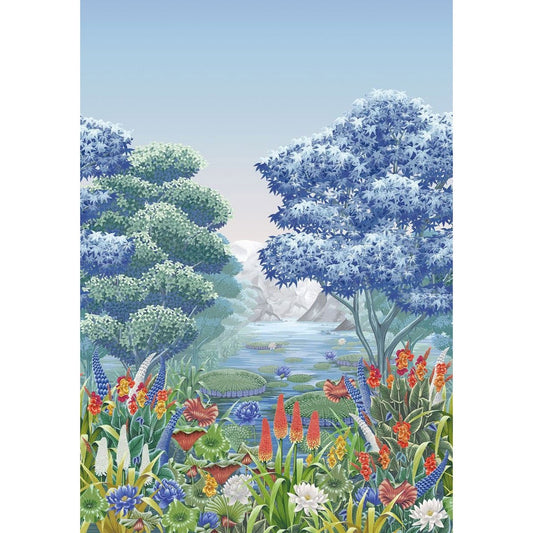 Elysium Mural Wallpaper - Aqua - Osborne & Little - W7810-02 - Premier Wallcovering