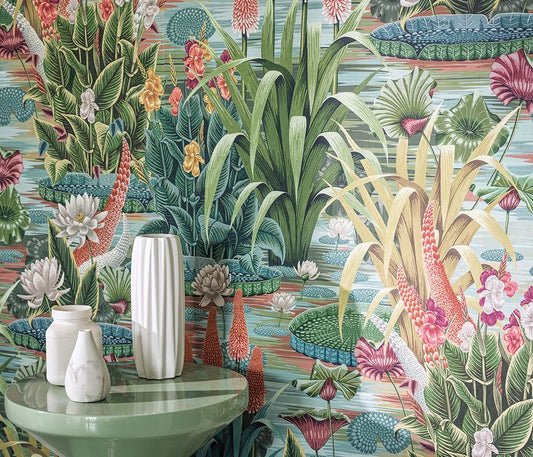 Elysium Wallpaper - Aqua - Osborne & Little - W7811-01 - Premier Wallcovering