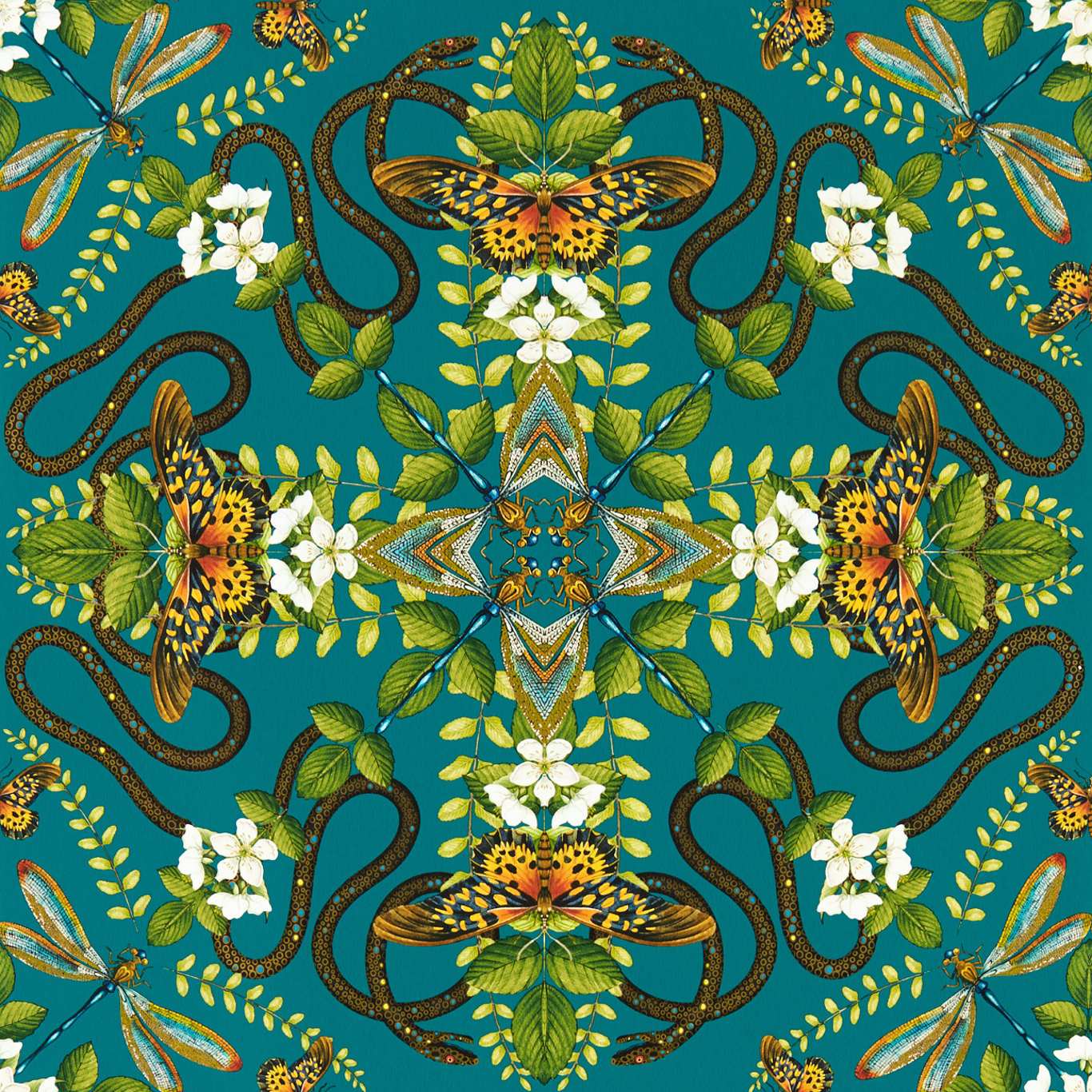 Emerald Forest Wallpaper - Teal - Clarke & Clarke - W0129/05 - Premier Wallcovering