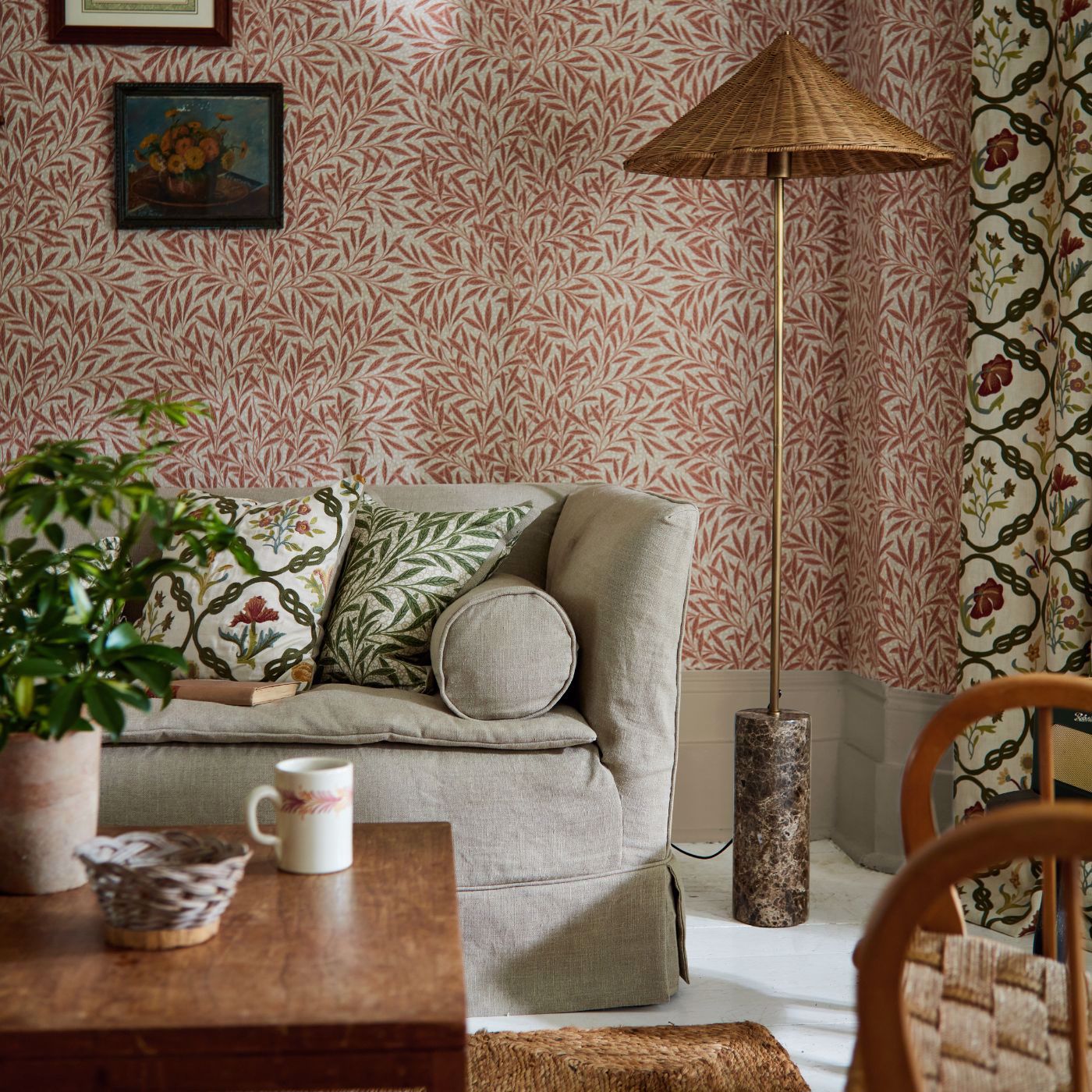 Emery’s Willow Wallpaper - Chrysanthemum Pink - 217186 - Morris & Co - Premier Wallcovering