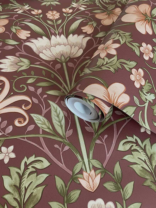 Emiliana Wallpaper - Maroon - Holden Décor - 91470 - Premier Wallcovering