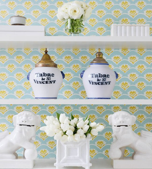 Emily Wallpaper - Green & Blue - Thibaut - T16251 - Premier Wallcovering