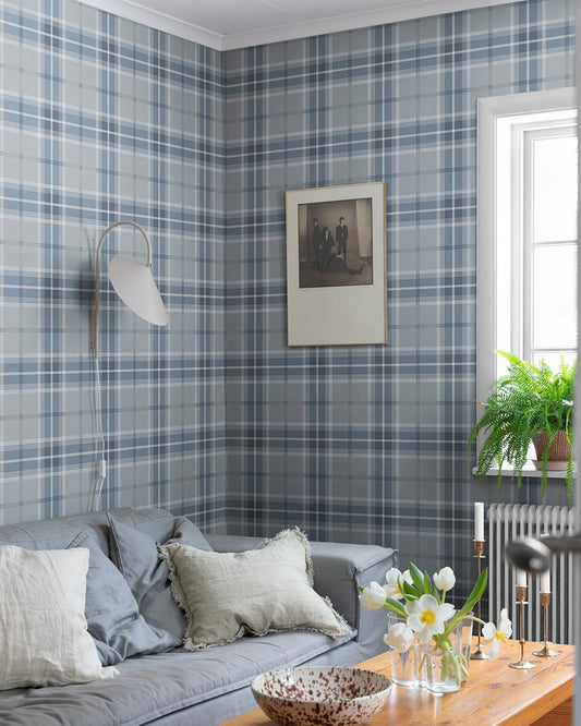 Emma Wallpaper - Blue - Midbec - 92120 - Premier Wallcovering