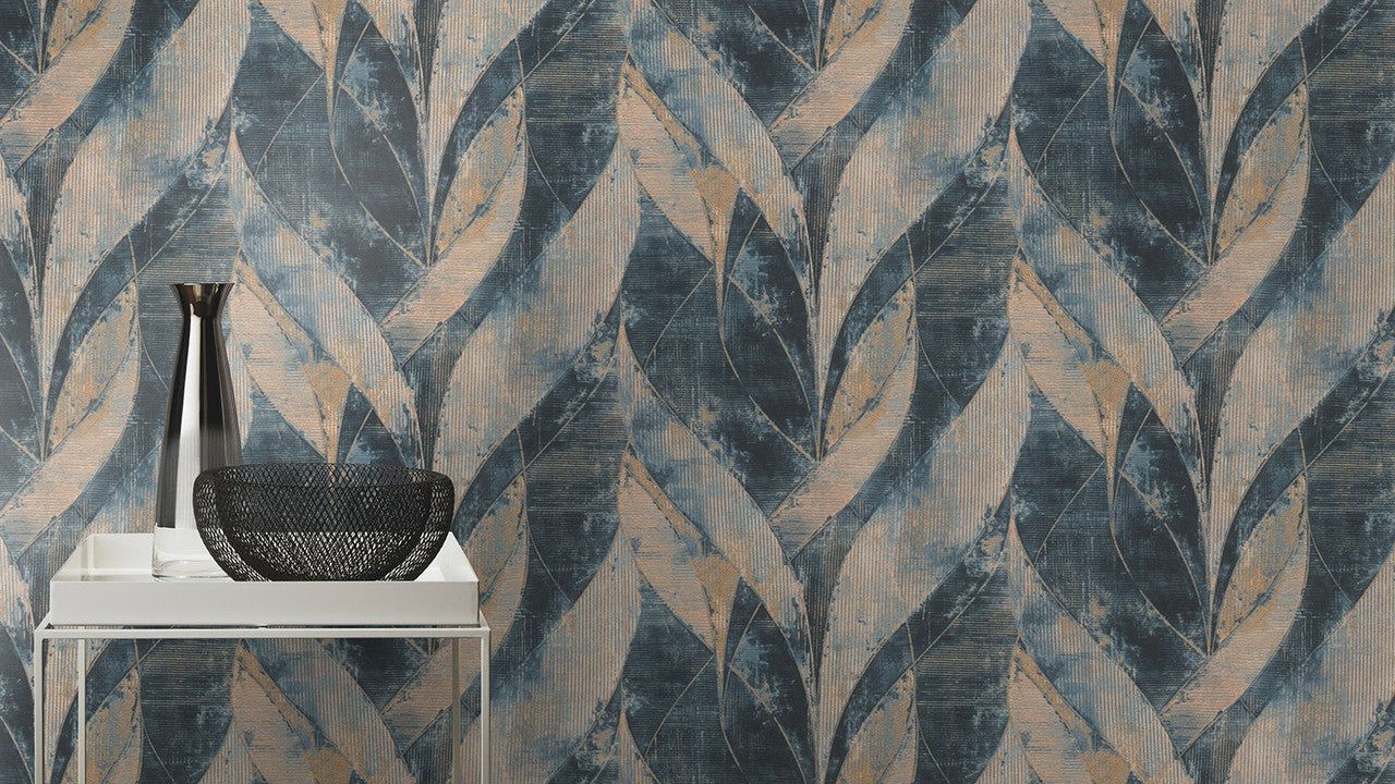 Emporium III Wallpaper - Blue/Gold - Rasch - 520064 - Premier Wallcovering