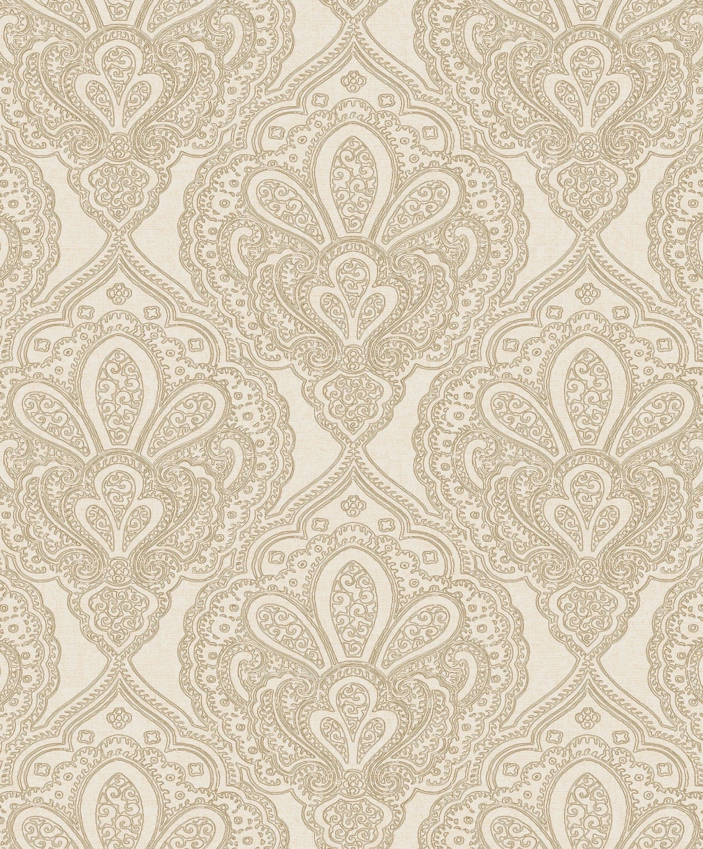 Emporium Mehndi Damask Wallpaper - Cream / Gold - Galerie - DWP0247 - 05 - Premier Wallcovering