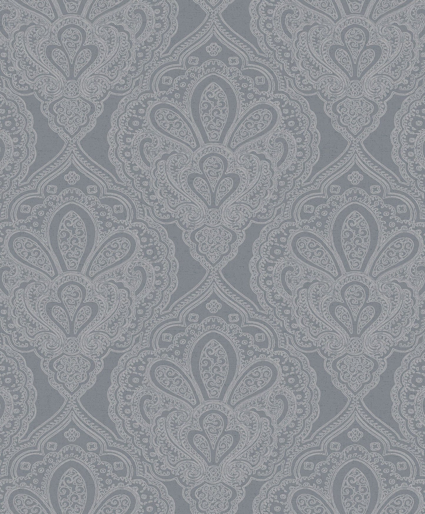 Emporium Mehndi Damask Wallpaper - Grey / Silver - Galerie - DWP0247 - 02 - Premier Wallcovering