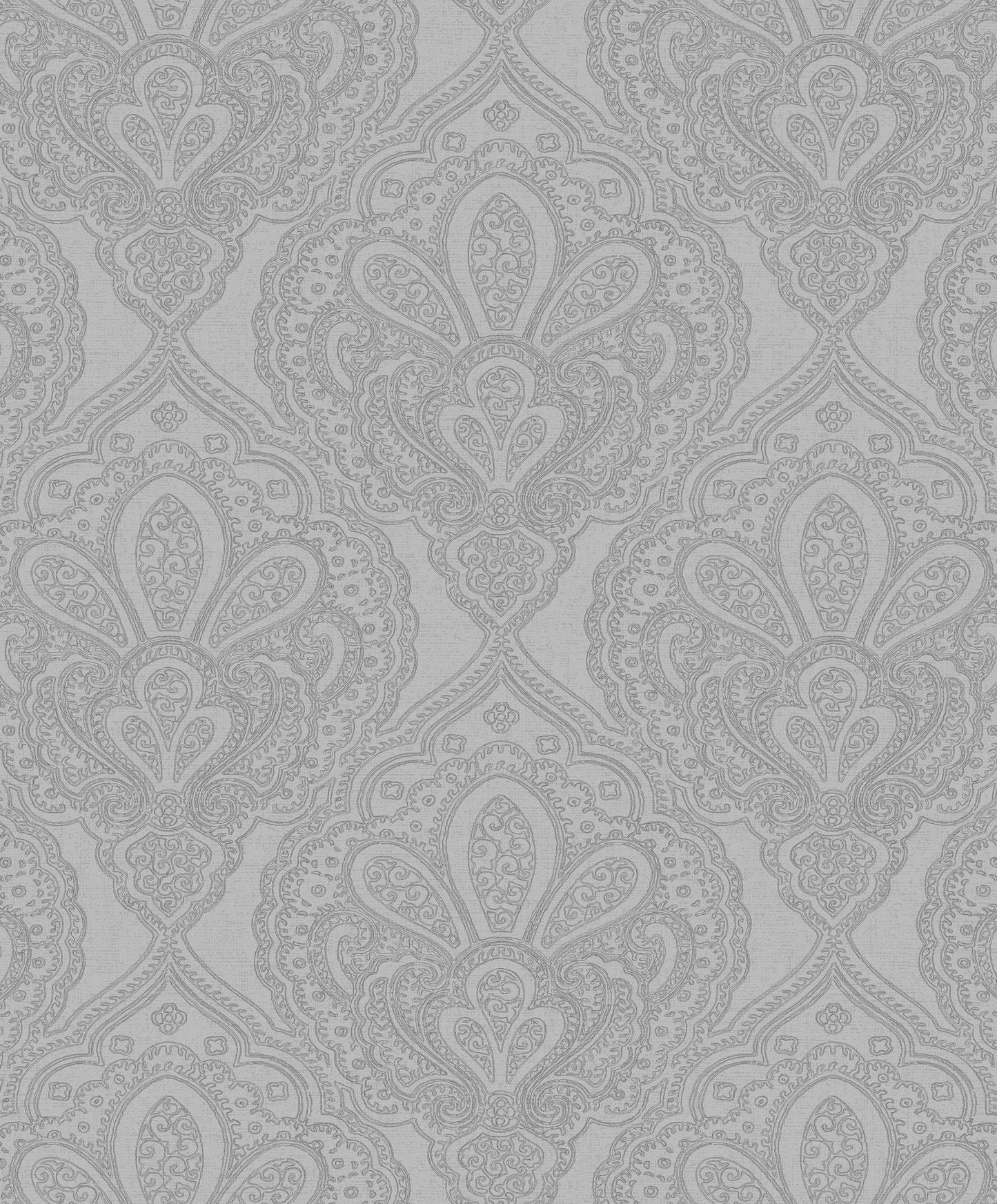 Emporium Mehndi Damask Wallpaper - Silver - Galerie - DWP0247 - 03 - Premier Wallcovering