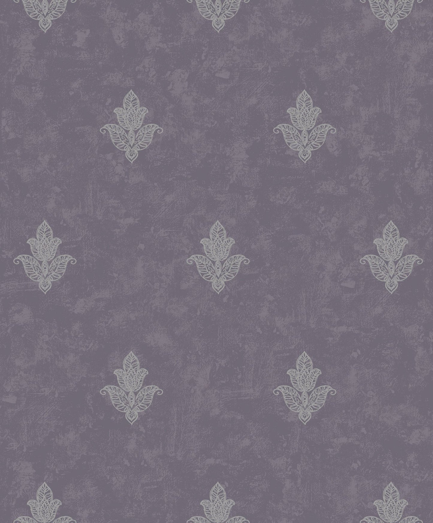 Emporium Mehndi Motif Wallpaper - Purple / Silver - Galerie - 7018 - Premier Wallcovering