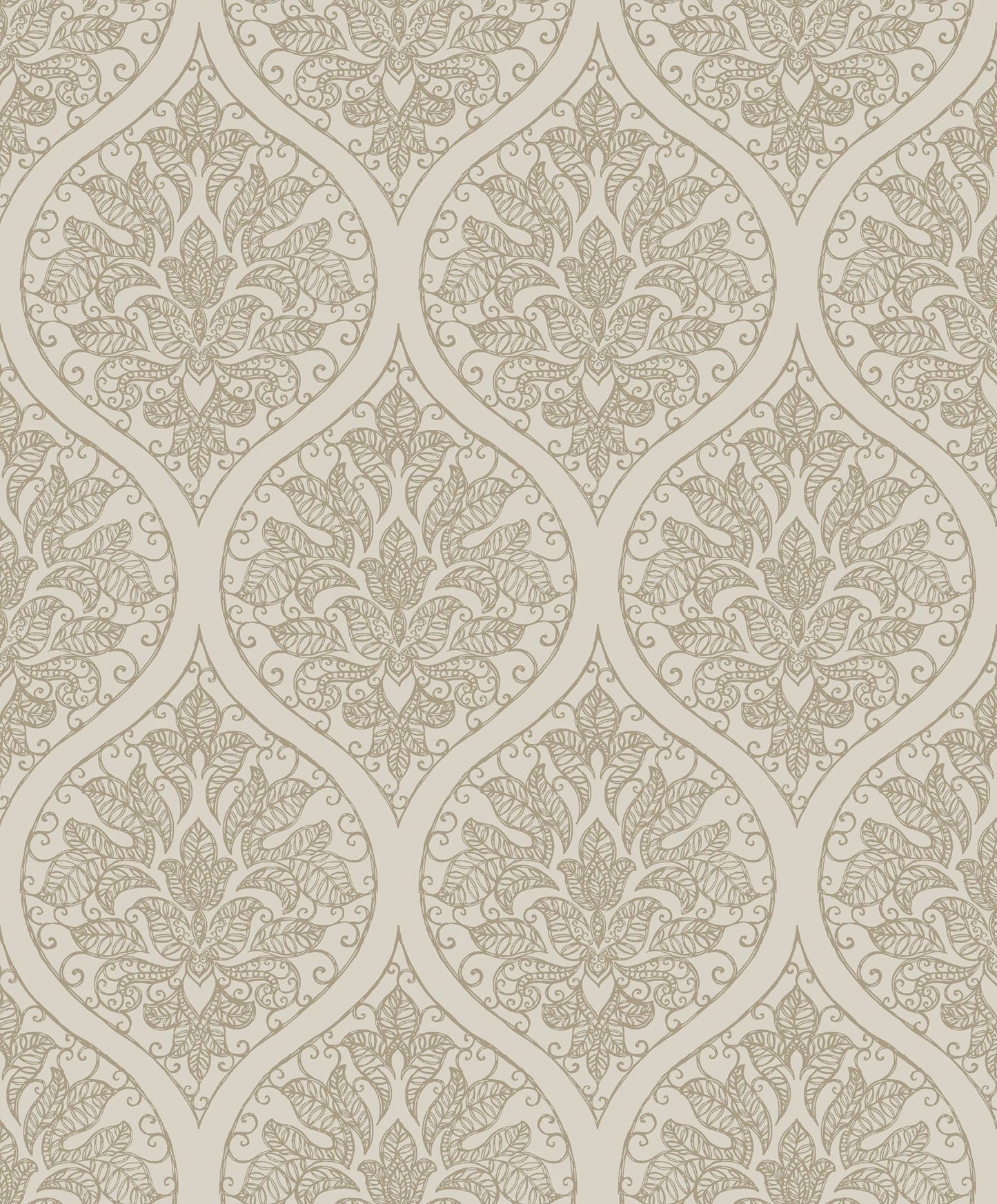 Emporium Ogee Wallpaper - Cream / Gold - Galerie - 7003 - Premier Wallcovering