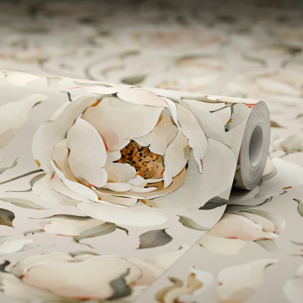 Enchanted Roses Wallpaper - Blush on Castle Stone - LAN100342 - Lucie Annabel - Premier Wallcovering