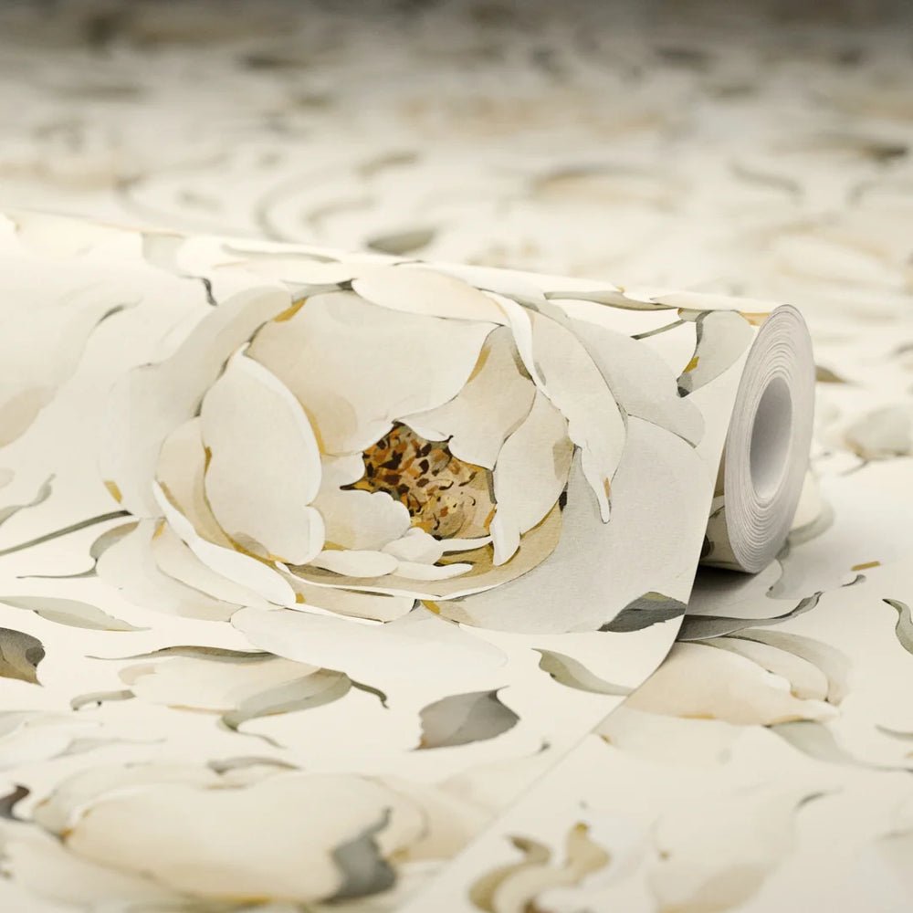 Enchanted Roses Wallpaper - Ivory on Vintage Cream - LAN100343 - Lucie Annabel - Premier Wallcovering