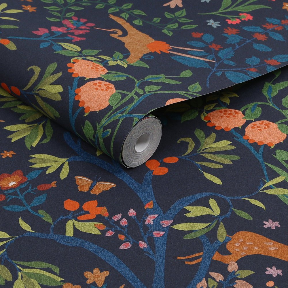 Enchanted Woodland Wallpaper - Navy - Joules - 120872 - Premier Wallcovering