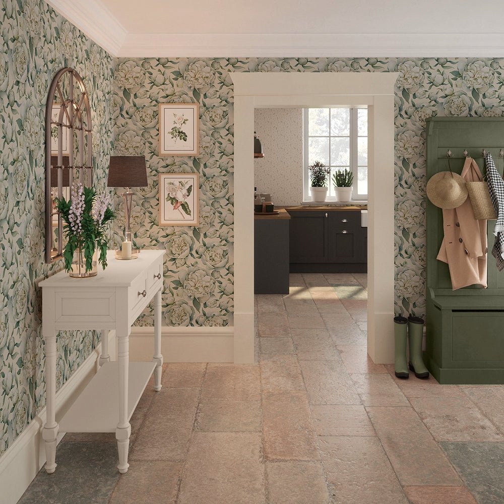 English Garden Peonies Wallpaper - Vintage Cream - LAN100360 - Lucie Annabel - Premier Wallcovering