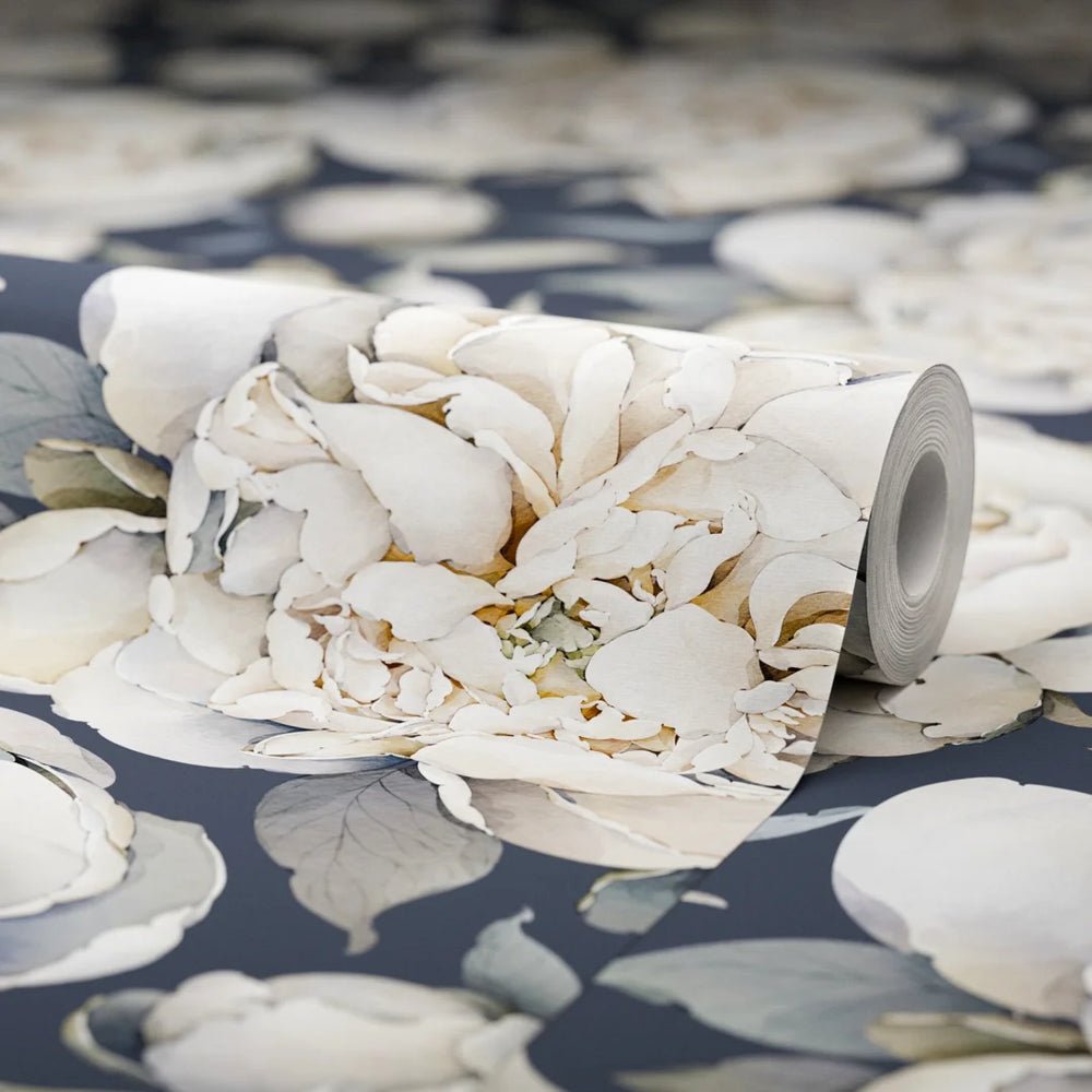 English Garden Peonies Wallpaper - Classic Navy - LAN100364 - Lucie Annabel - Premier Wallcovering