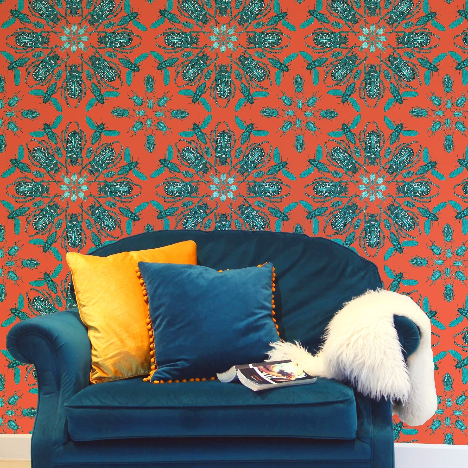 Entomologist Wallpaper - Coral - Fraiche - WP14001 - Premier Wallcovering