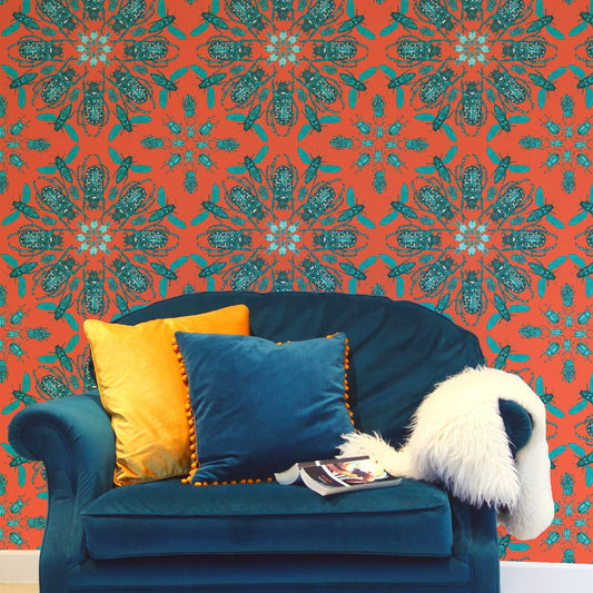 Entomologist Wallpaper - Coral - Fraiche - WP14001 - Premier Wallcovering