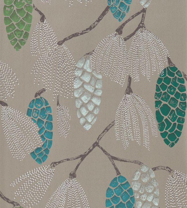 Epitome Wallpaper - Turquoise/Pea/Gilver - HSTO111502 - Harlequin - Premier Wallcovering