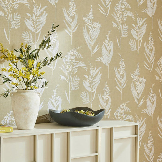 Equinox Leaf Wallpaper - Khaki - Next - 125003 - Premier Wallcovering