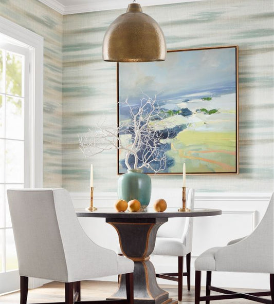 Equinox Wallpaper - Blue & White - Thibaut - T12819 - Premier Wallcovering