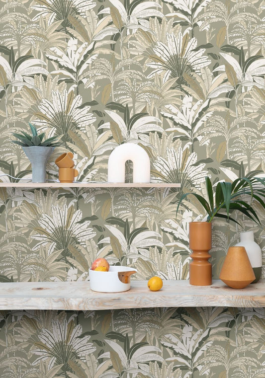 Escapade Evasion Wallpaper - Kaki Beige - Caselio - 102307128 - Premier Wallcovering