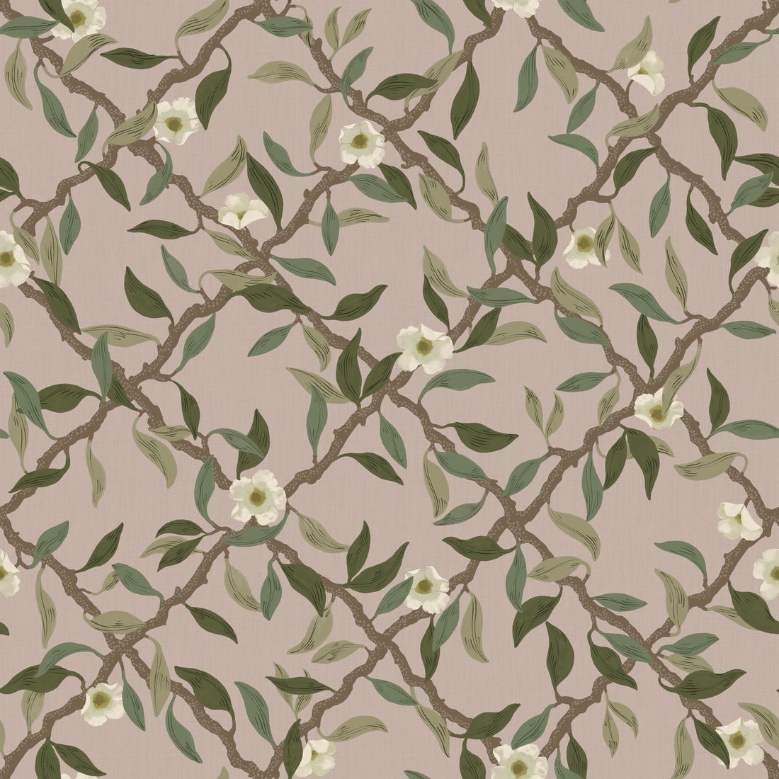 Espalier Wallpaper - Dusty Pink - Summer Gray - Premier Wallcovering