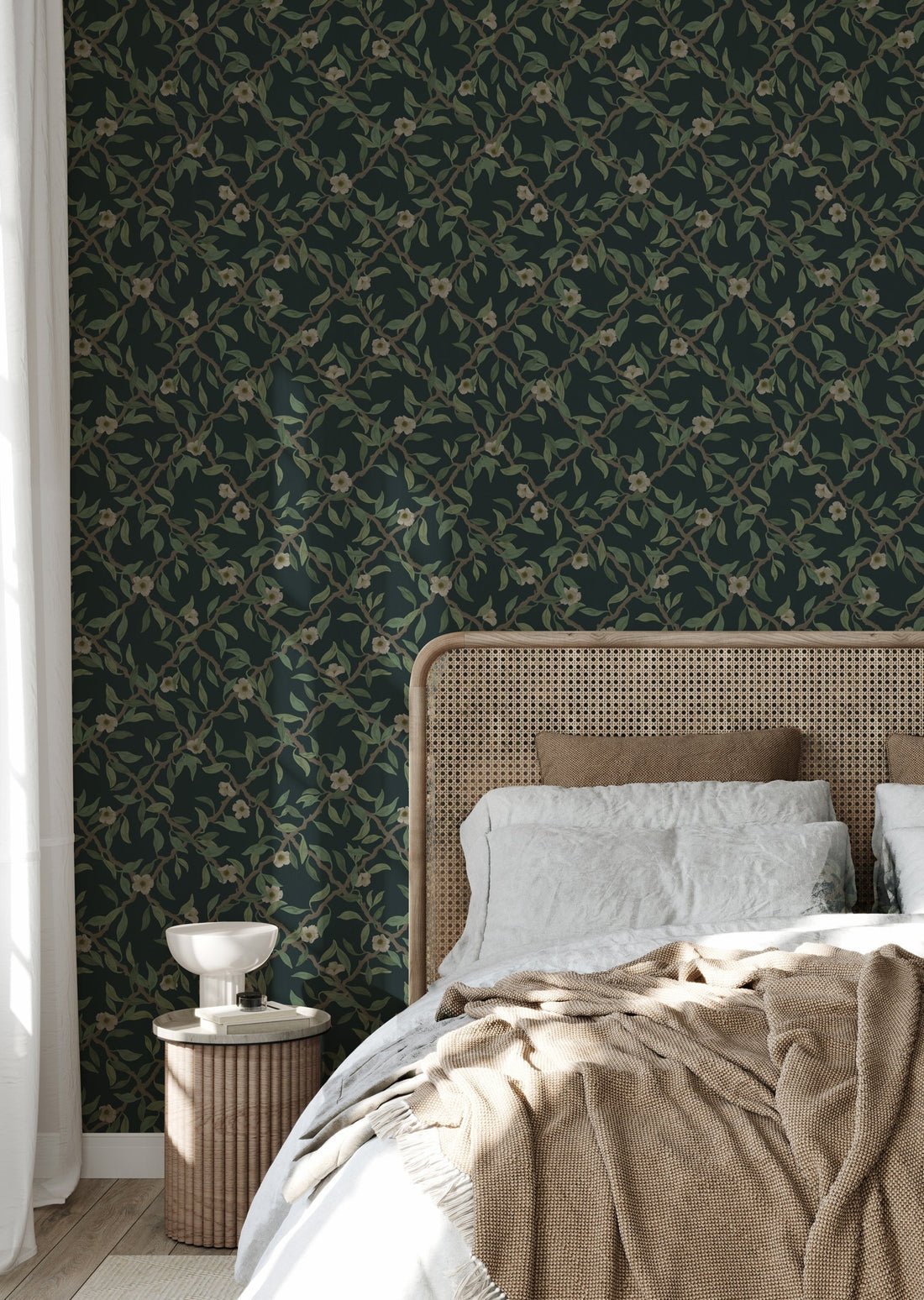 Espalier Wallpaper - Midnight blue - Summer Gray - Premier Wallcovering