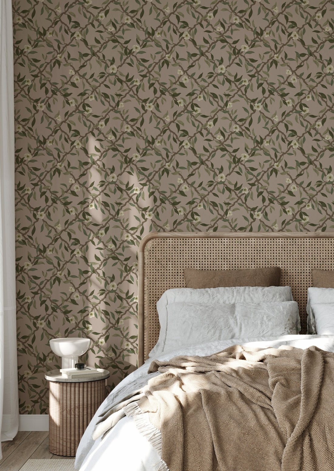 Espalier Wallpaper - Dusty Pink - Summer Gray - Premier Wallcovering