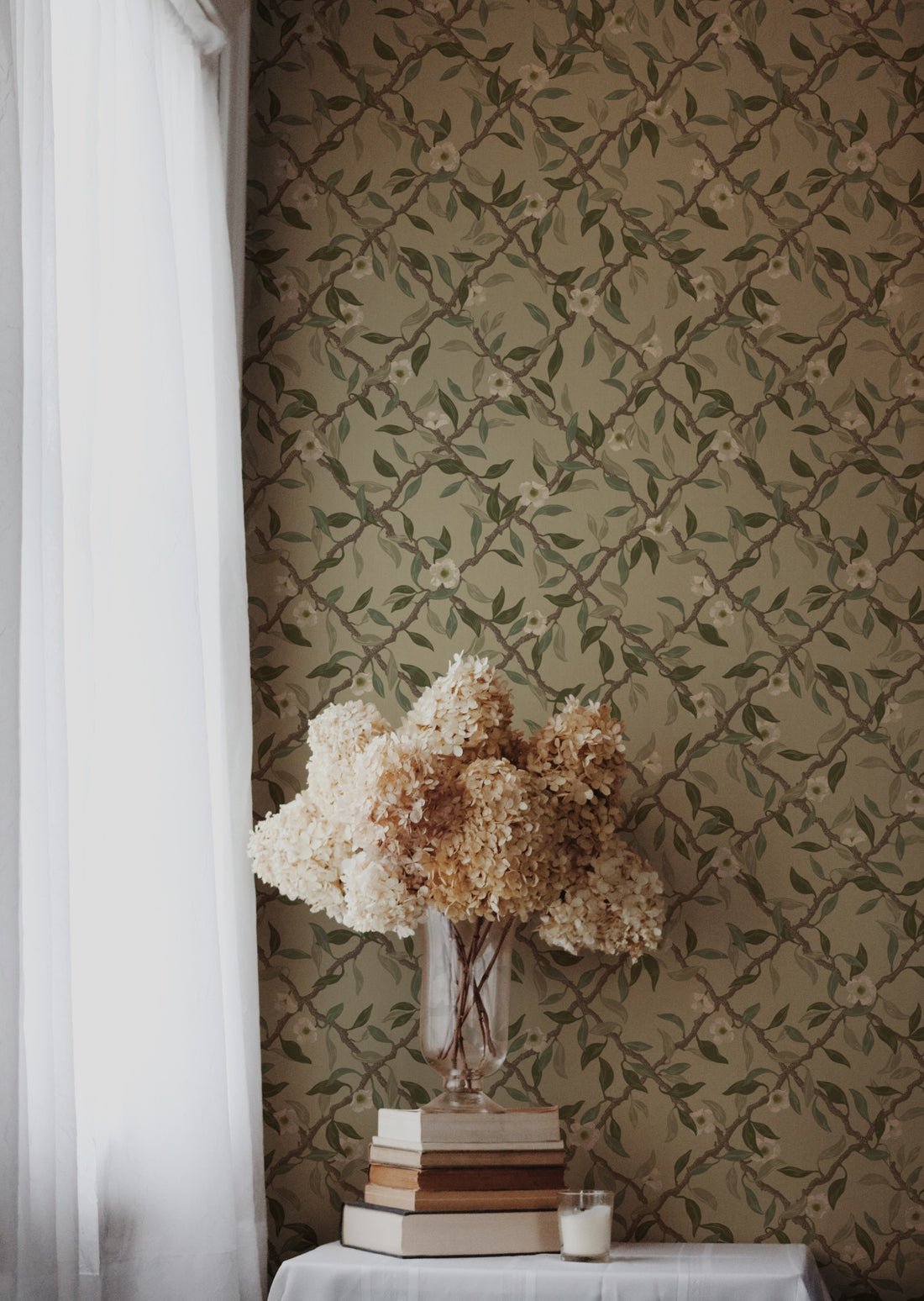 Espalier Wallpaper - Sage Green - Summer Gray - Premier Wallcovering