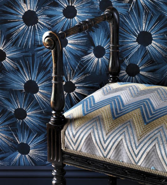 Estella Wallpaper - Midnight Blue - Nina Campbell - NCW4202 - 01 - Premier Wallcovering