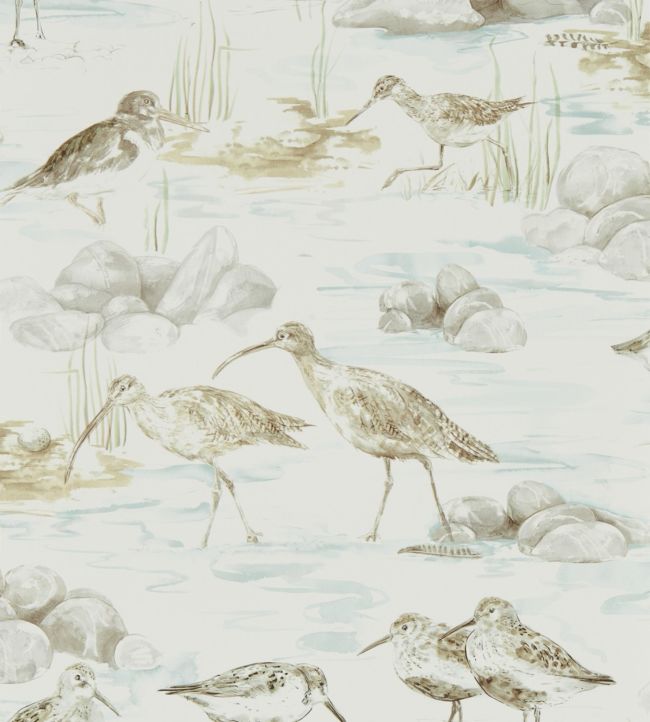 Estuary Birds Wallpaper - Mist/Ivory - DEBB216494 - Sanderson - Premier Wallcovering