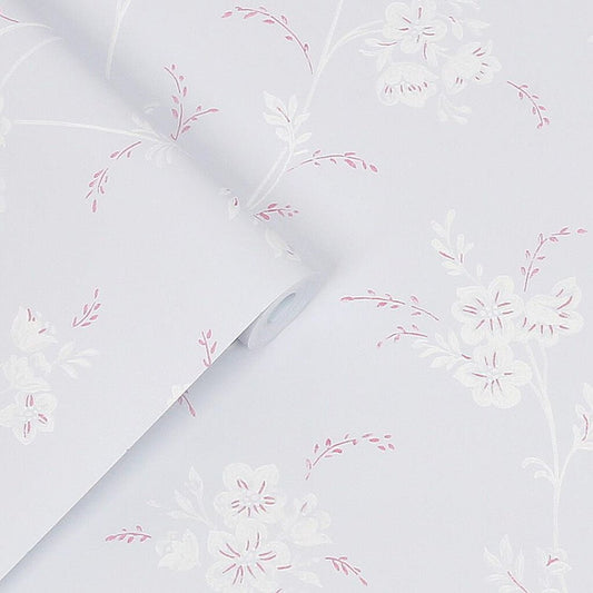 Eva Floral Wallpaper - Sugared Grey - Laura Ashley - 118493 - Premier Wallcovering