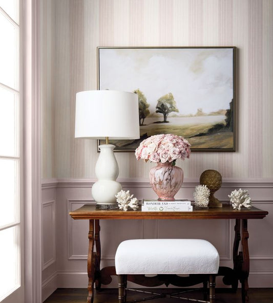 Evan Stripe Wallpaper - Cream - Thibaut - T44020 - Premier Wallcovering