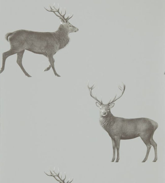 Evesham Deer Wallpaper - Silver Grey - DYSI216619 - Sanderson - Premier Wallcovering