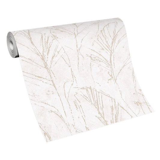 Evolution Fall Leaf Metallic Wallpaper - Beige - Erismann - 10321 - 02 - Premier Wallcovering