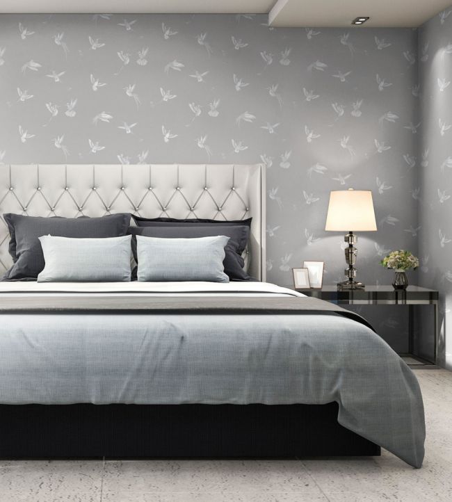 Exotic Birds Wallpaper - Concrete Grey - Brand McKenzie - BMTD001/08B - Premier Wallcovering