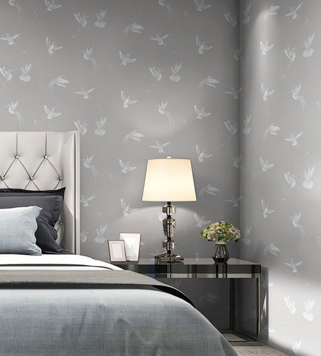 Exotic Birds Wallpaper - Concrete Grey - Brand McKenzie - BMTD001/08B - Premier Wallcovering