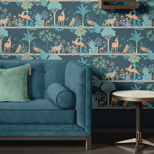 Exotic Fresco Wallpaper - Teal - The Graduate Collection - RH1FRESCO - Premier Wallcovering