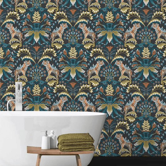 Exotic Tiger Wallpaper - Charcoal - The Graduate Collection - RH1TIGERCHAR - Premier Wallcovering