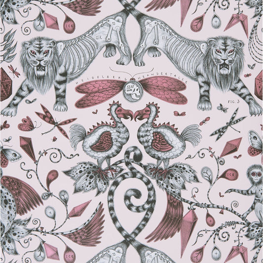 Extinct Wallpaper - Pink - Clarke & Clarke - Emma J Shipley - W0100/05 - Premier Wallcovering
