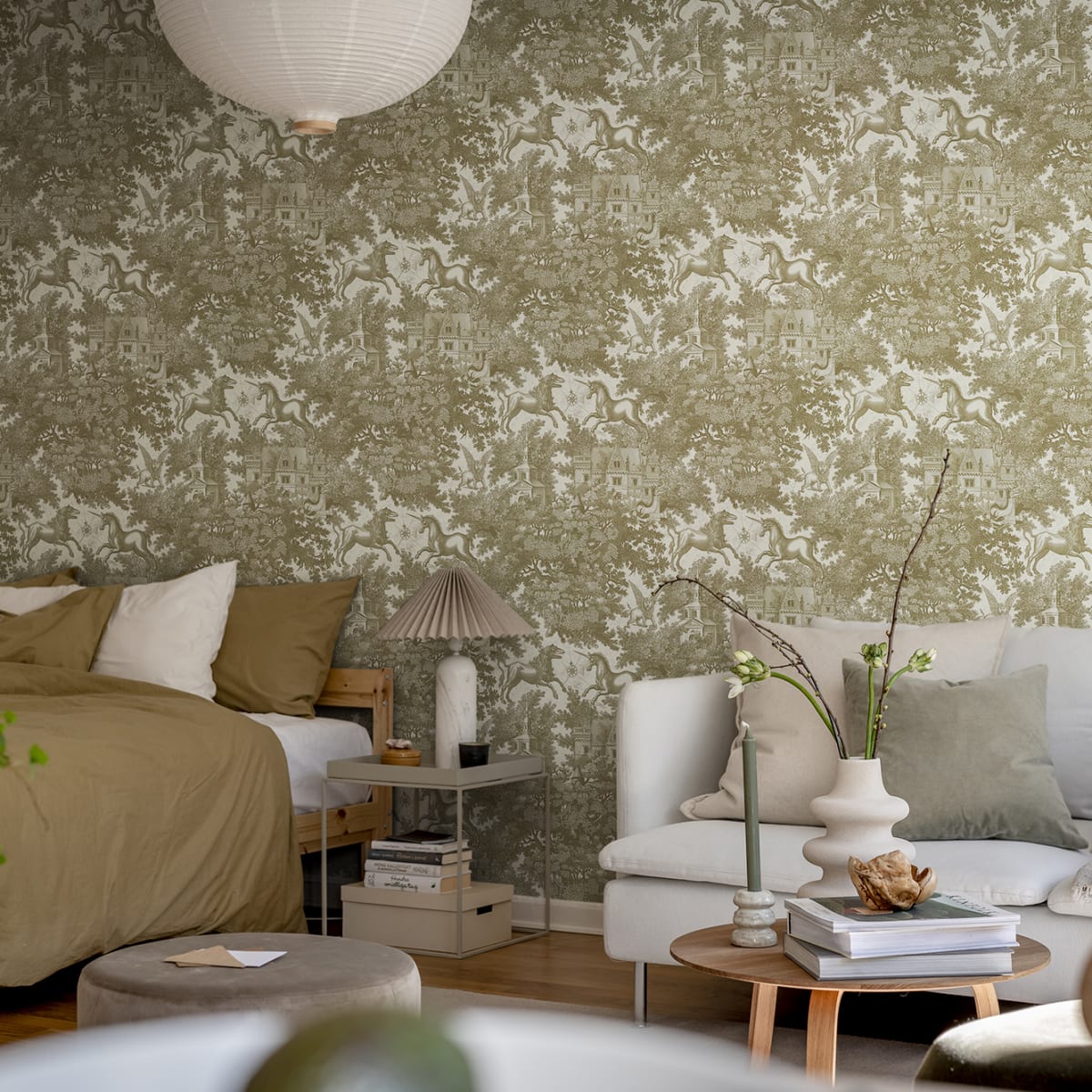 Fairy Tale Castle Wallpaper - Gold - Rebel Walls - R19229 - Premier Wallcovering